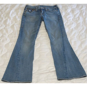 True Religion Jeans Women's Sz 29 x 30 Joey Flare Medium Wash Blue Denim Stretch